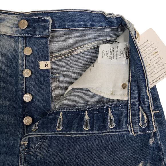 ÉTICA Womens 26 Fern High Waist Cutoff Organic Cotton Button Fly Denim Shorts - Picture 8 of 13